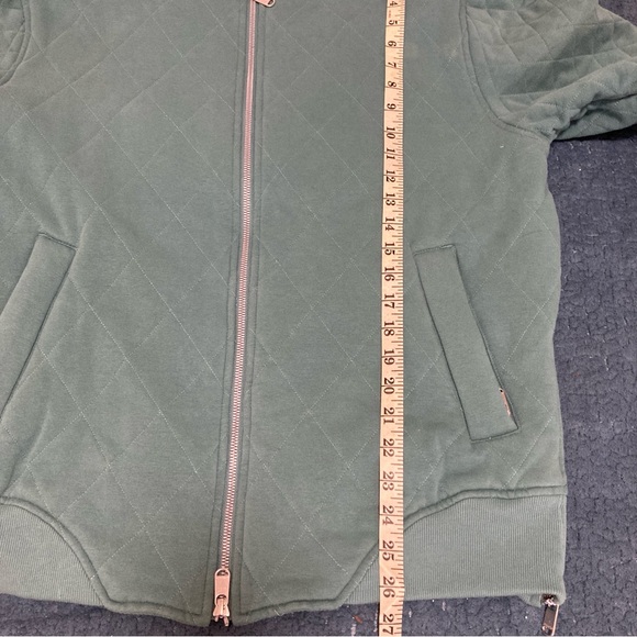 Athleta Women Jacket M Retroplush Bomber Jacket Teal Full Zip Up Quilted Green - Picture 14 of 16